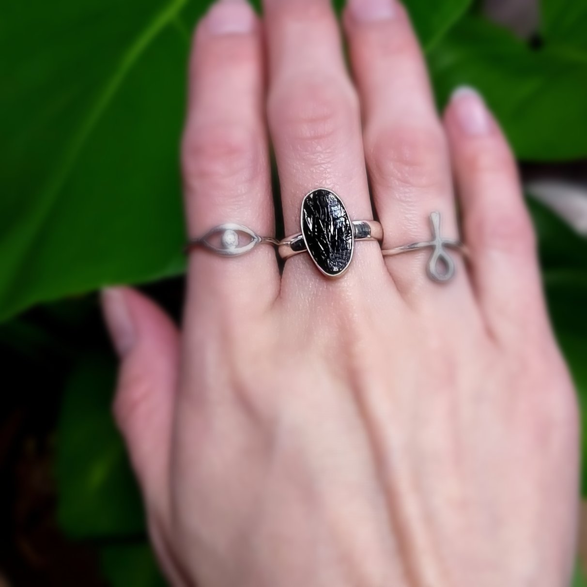 Shungite Ring Sterling Silver Rough Stone - Elevated Metaphysical