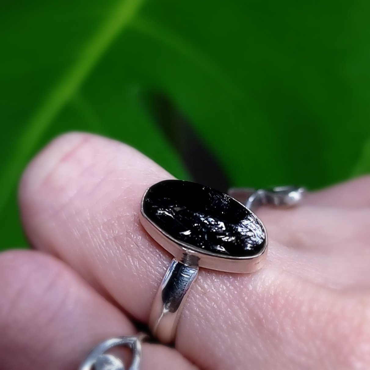 Shungite Ring Sterling Silver Rough Stone - Elevated Metaphysical