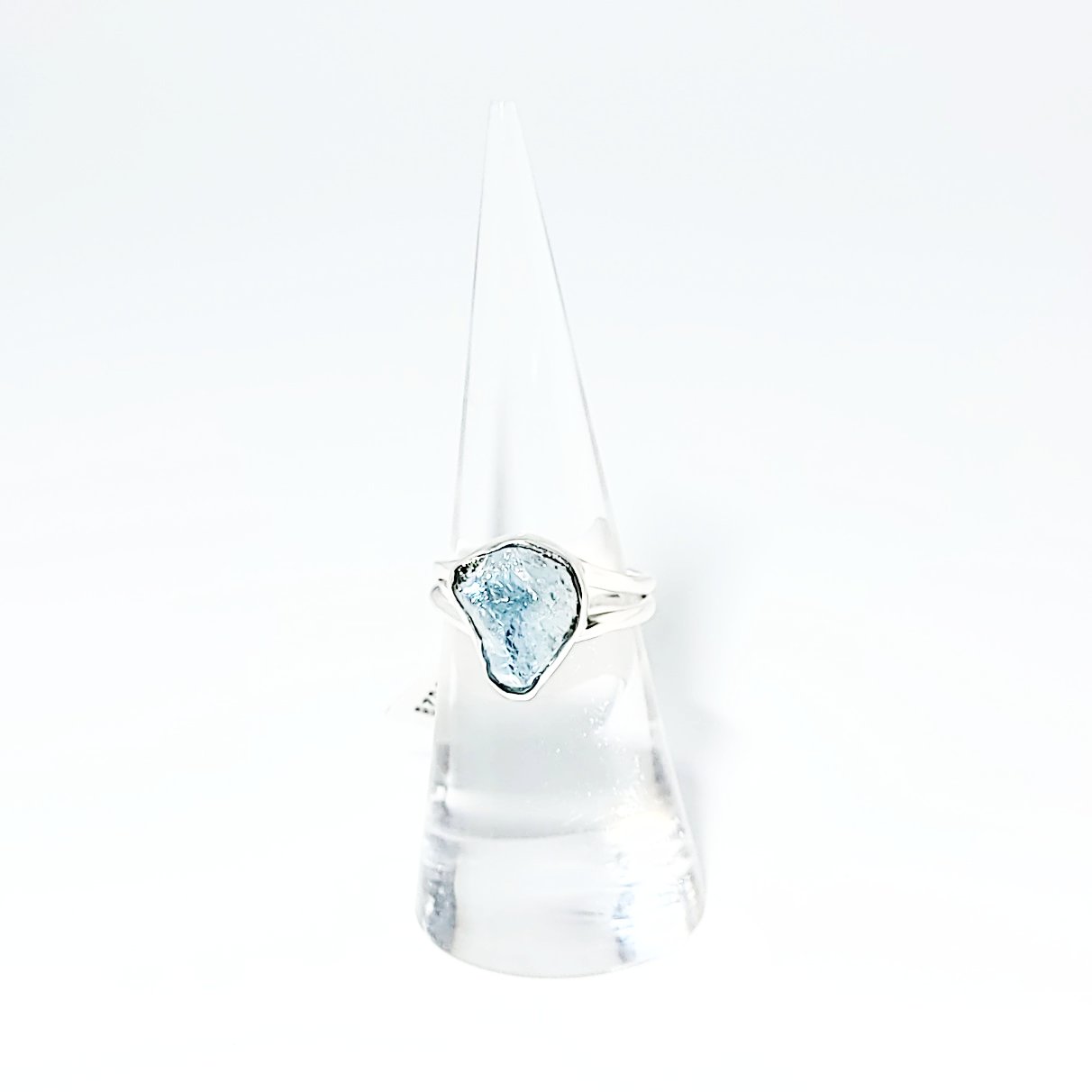 Aquamarine Ring Sterling Silver Rough Stone - Elevated Metaphysical