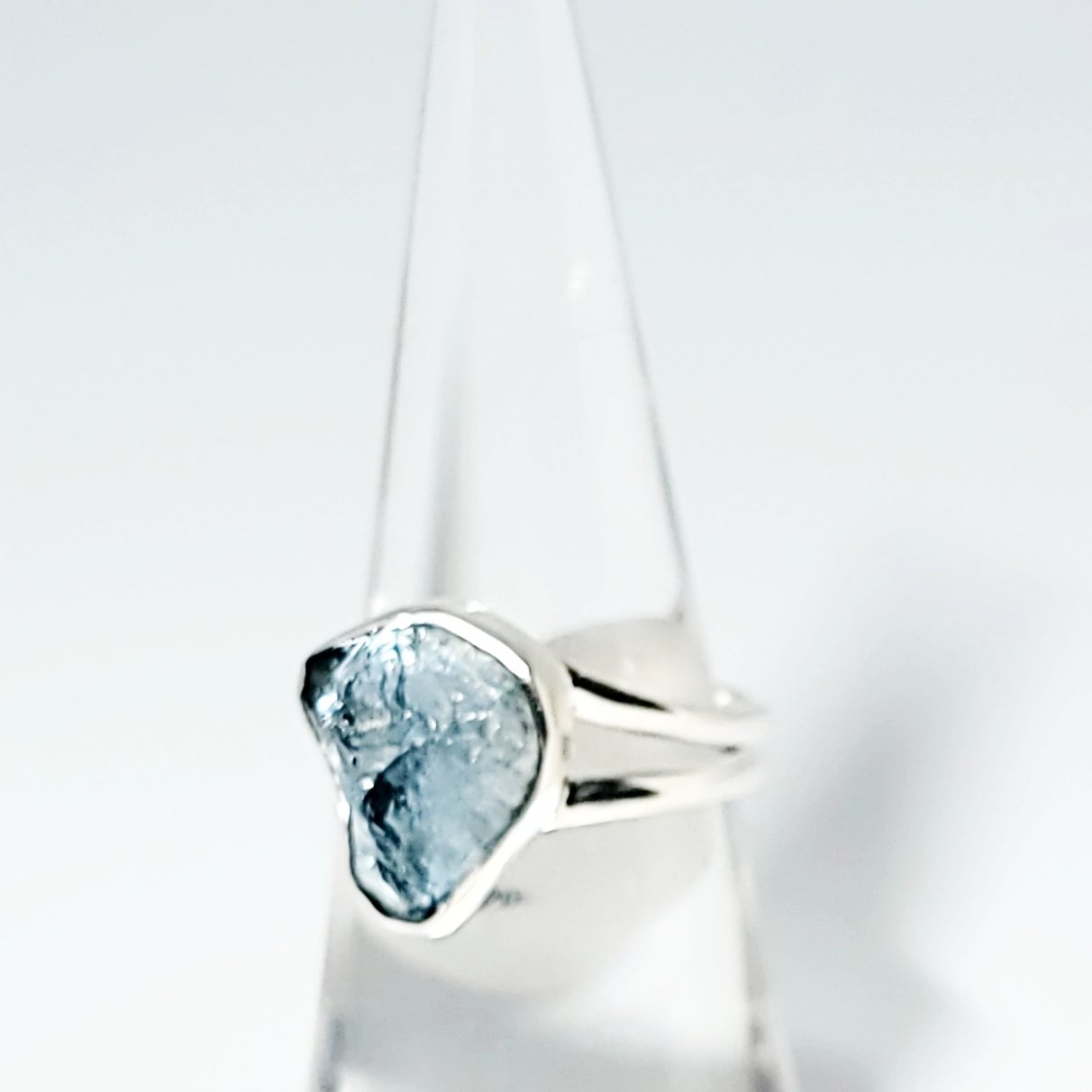Aquamarine Ring Sterling Silver Rough Stone - Elevated Metaphysical