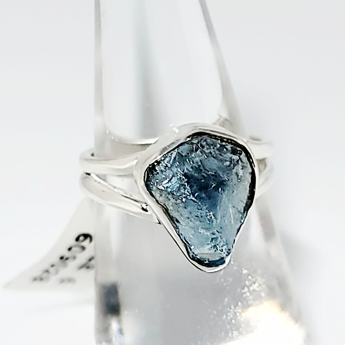 Aquamarine Ring Sterling Silver Rough Stone - Elevated Metaphysical