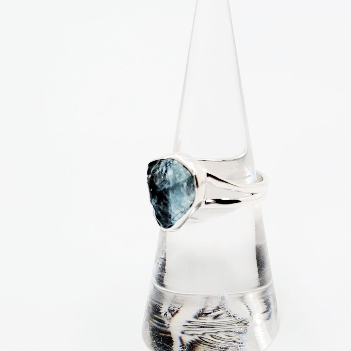 Aquamarine Ring Sterling Silver Rough Stone - Elevated Metaphysical