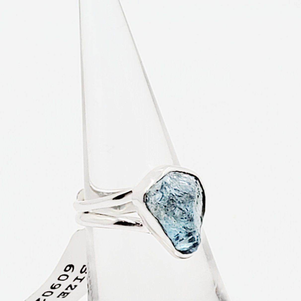 Aquamarine Ring Sterling Silver Rough Stone - Elevated Metaphysical