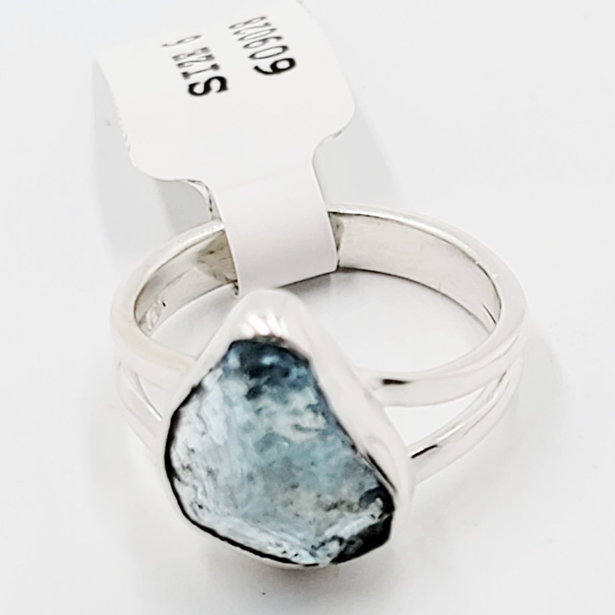 Aquamarine Ring Sterling Silver Rough Stone - Elevated Metaphysical