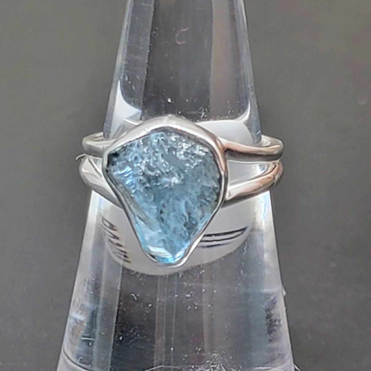 Aquamarine Ring Sterling Silver Rough Stone - Elevated Metaphysical