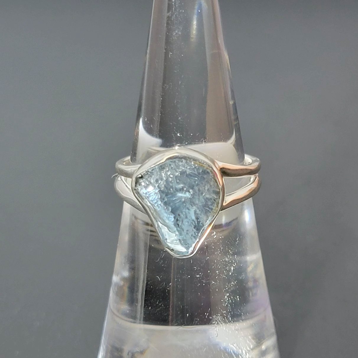 Aquamarine Ring Sterling Silver Rough Stone - Elevated Metaphysical