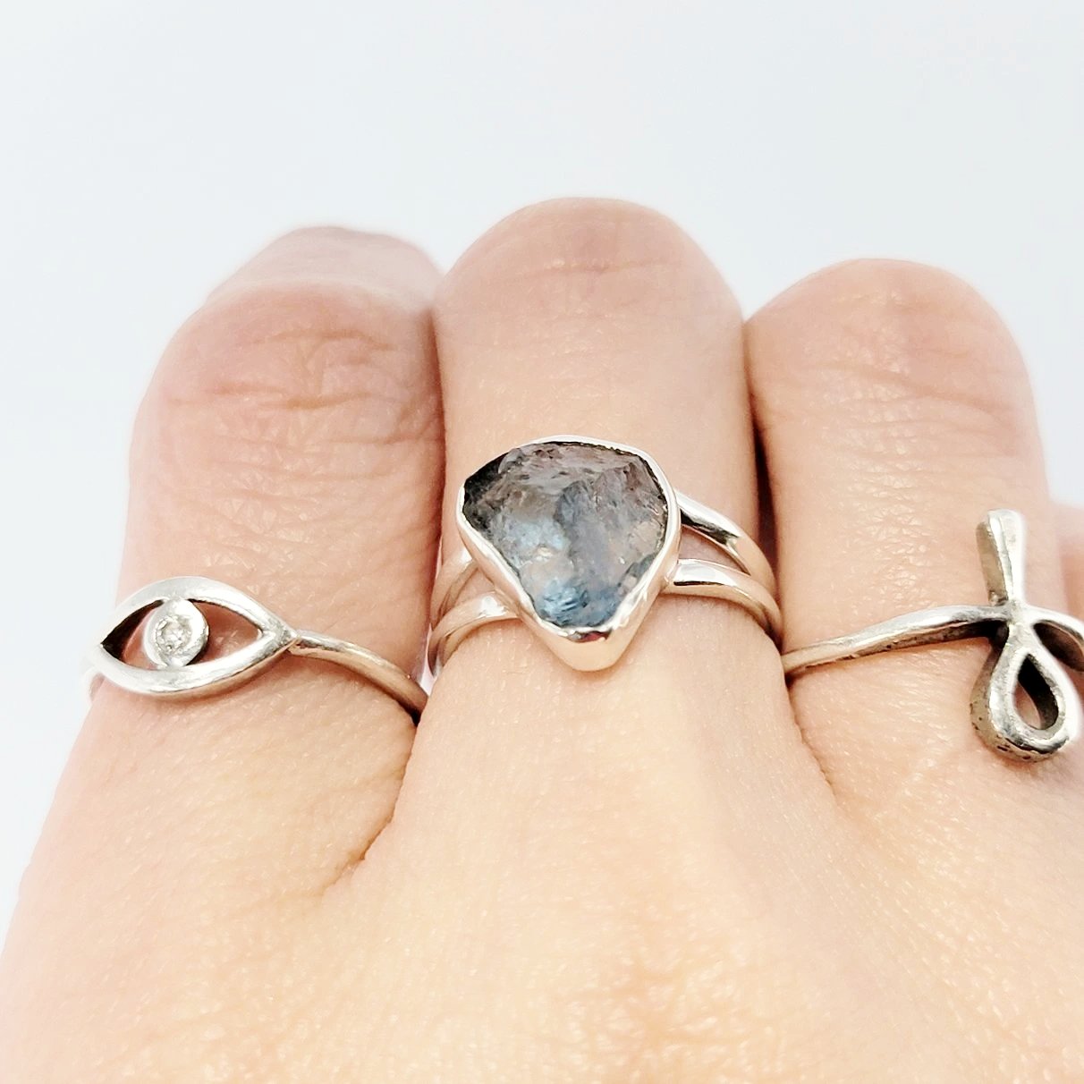 Aquamarine Ring Sterling Silver Rough Stone - Elevated Metaphysical