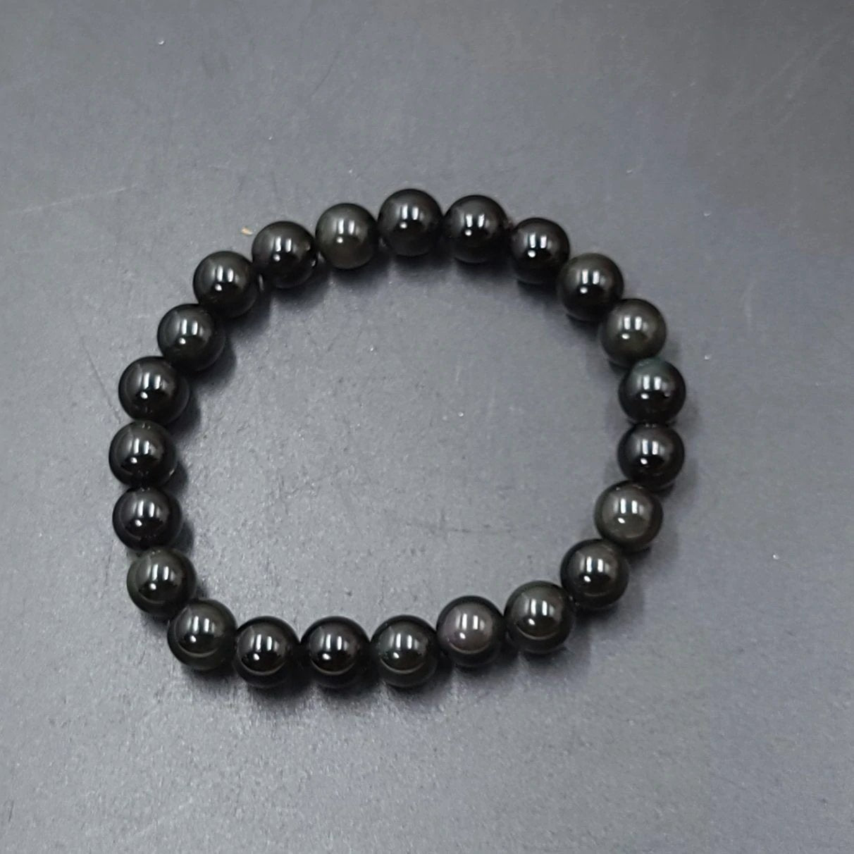 Black Obsidian Bead Bracelet 8mm