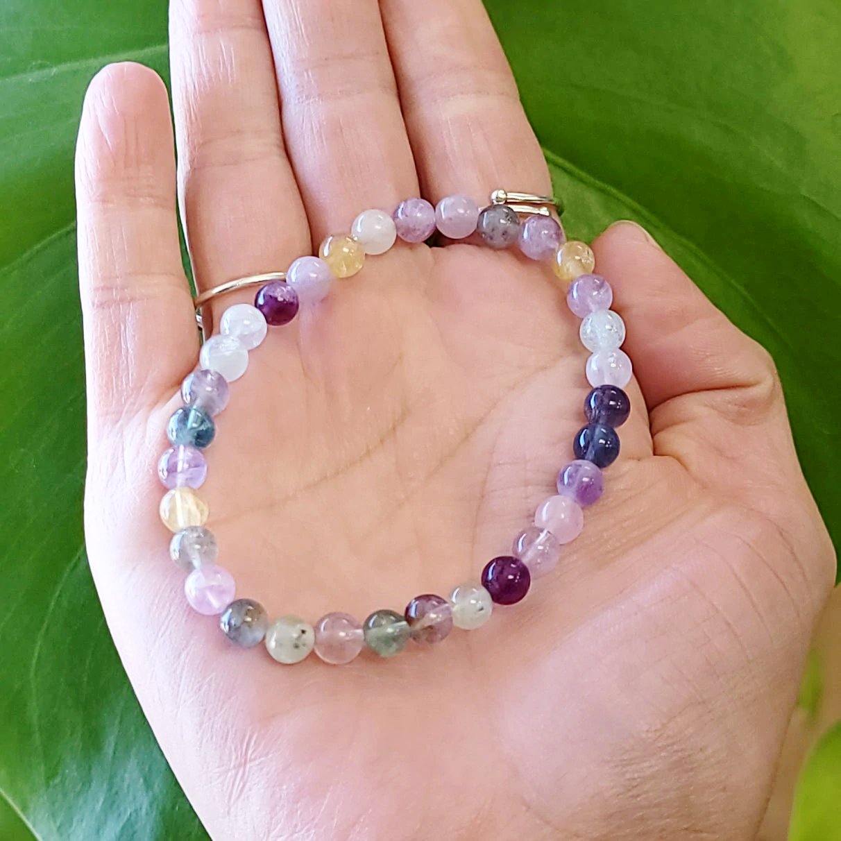 Rainbow Fluorite Bead Bracelet 6mm - Elevated Metaphysical