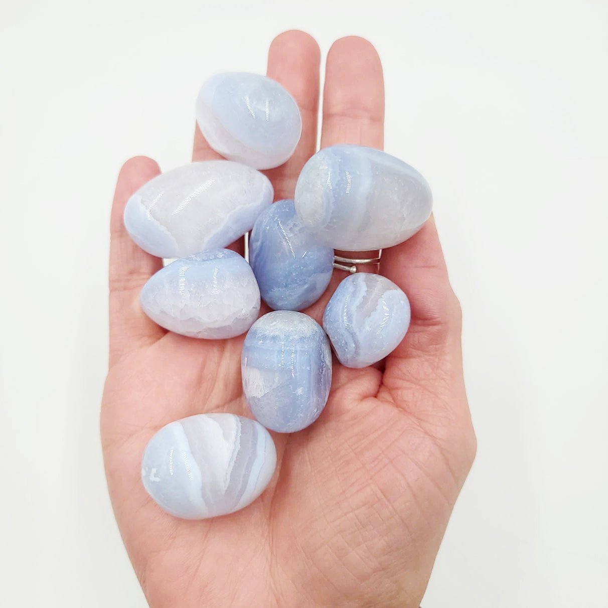 Blue Lace Agate Tumbled Stone - Elevated Metaphysical