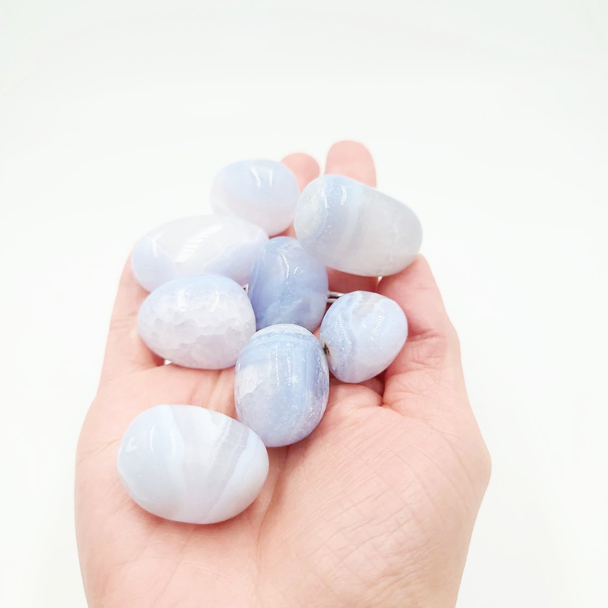 Blue Lace Agate Tumbled Stone - Elevated Metaphysical
