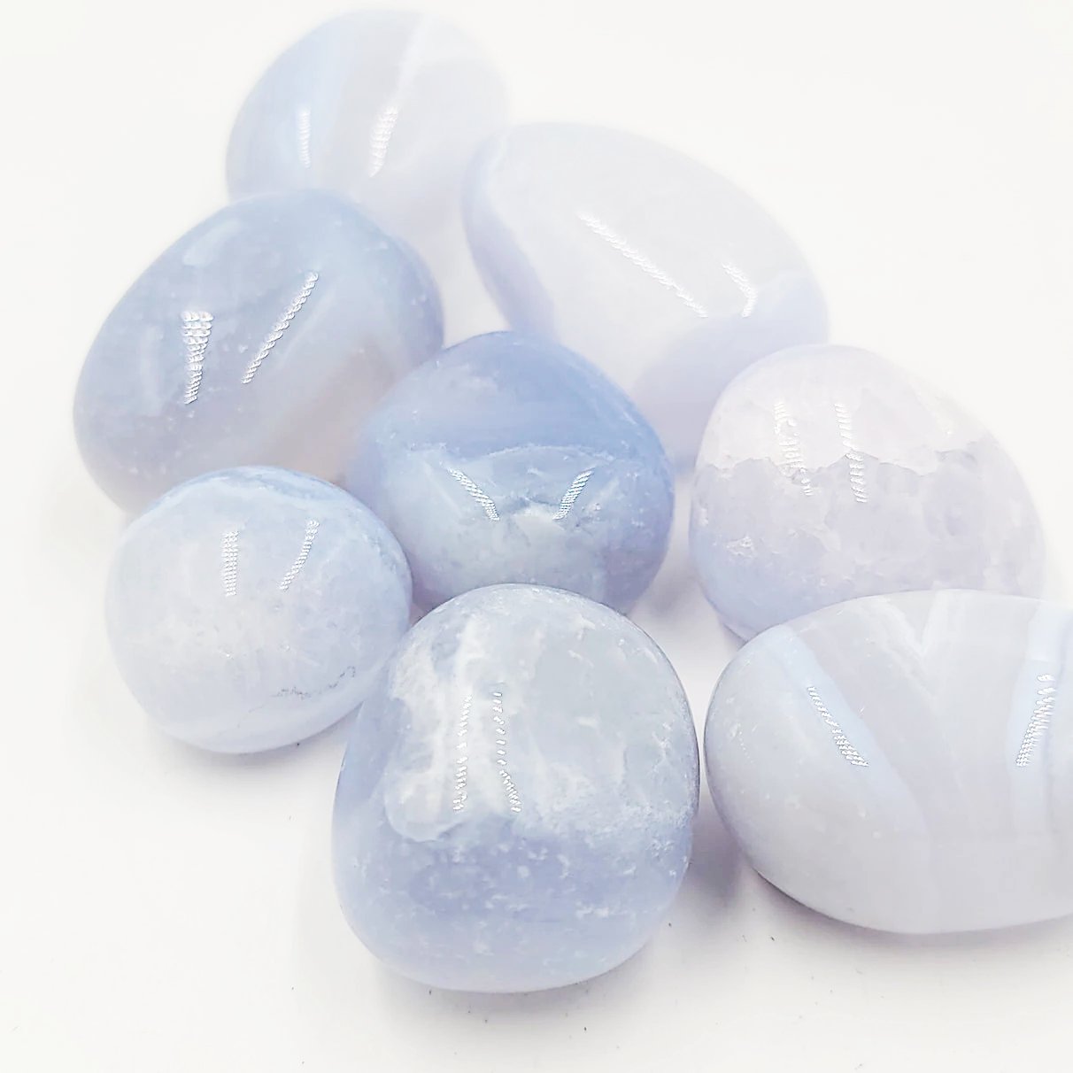 Blue Lace Agate Tumbled Stone - Elevated Metaphysical