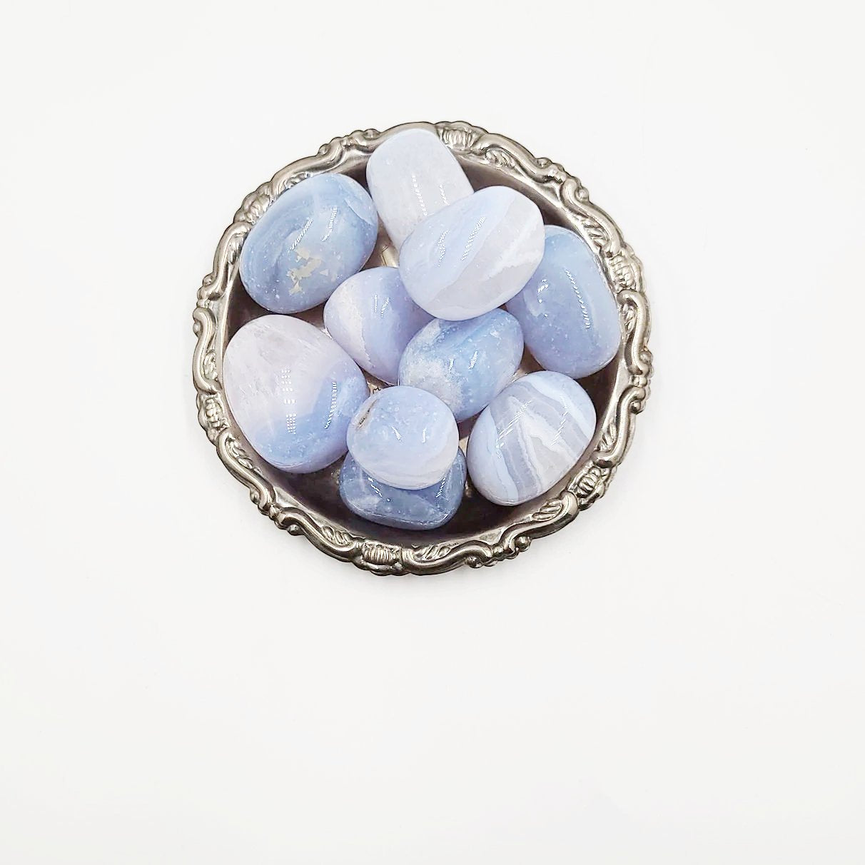 Blue Lace Agate Tumbled Stone - Elevated Metaphysical