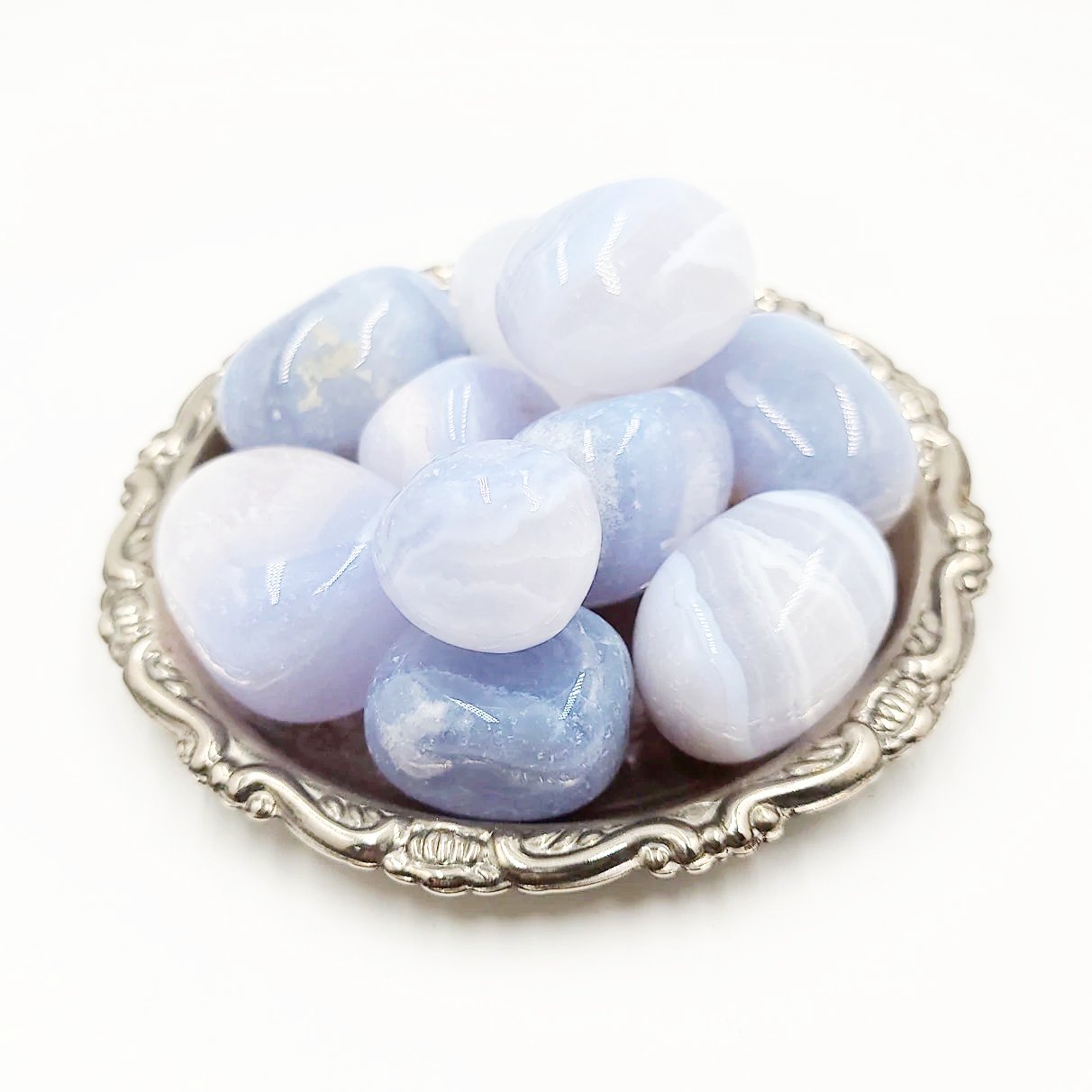 Blue Lace Agate Tumbled Stone - Elevated Metaphysical