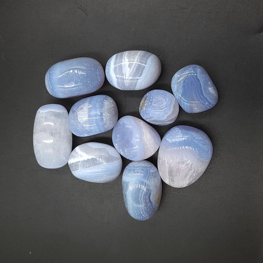 Blue Lace Agate Tumbled Stone - Elevated Metaphysical