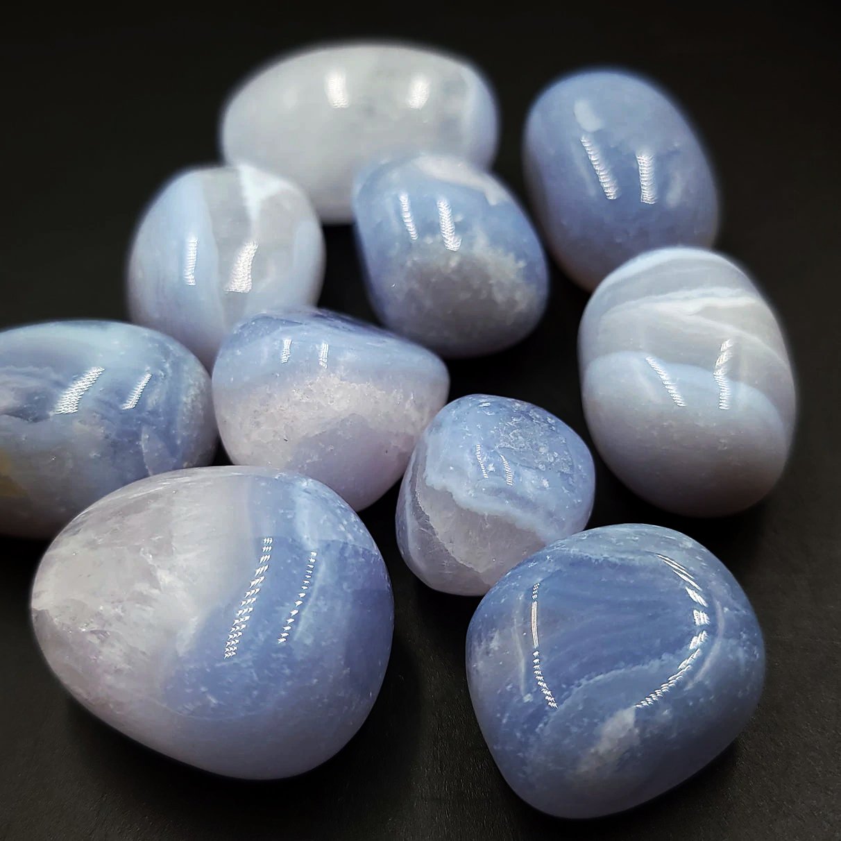 Blue Lace Agate Tumbled Stone - Elevated Metaphysical