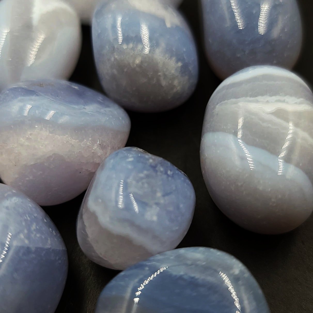 Blue Lace Agate Tumbled Stone - Elevated Metaphysical