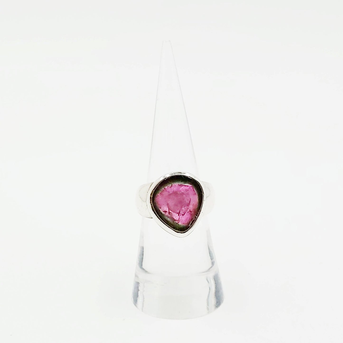 Watermelon Tourmaline Ring Sterling Silver Band - Elevated Metaphysical