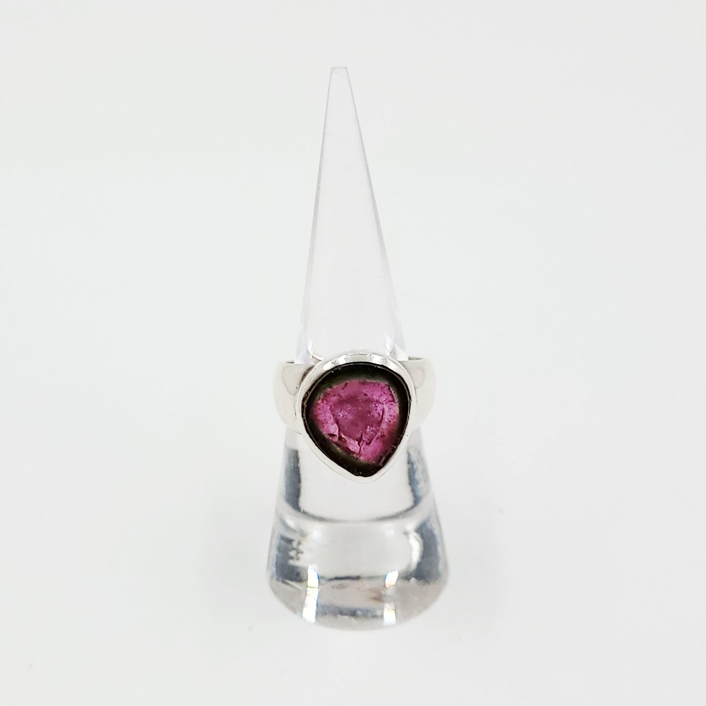 Watermelon Tourmaline Ring Sterling Silver Band - Elevated Metaphysical