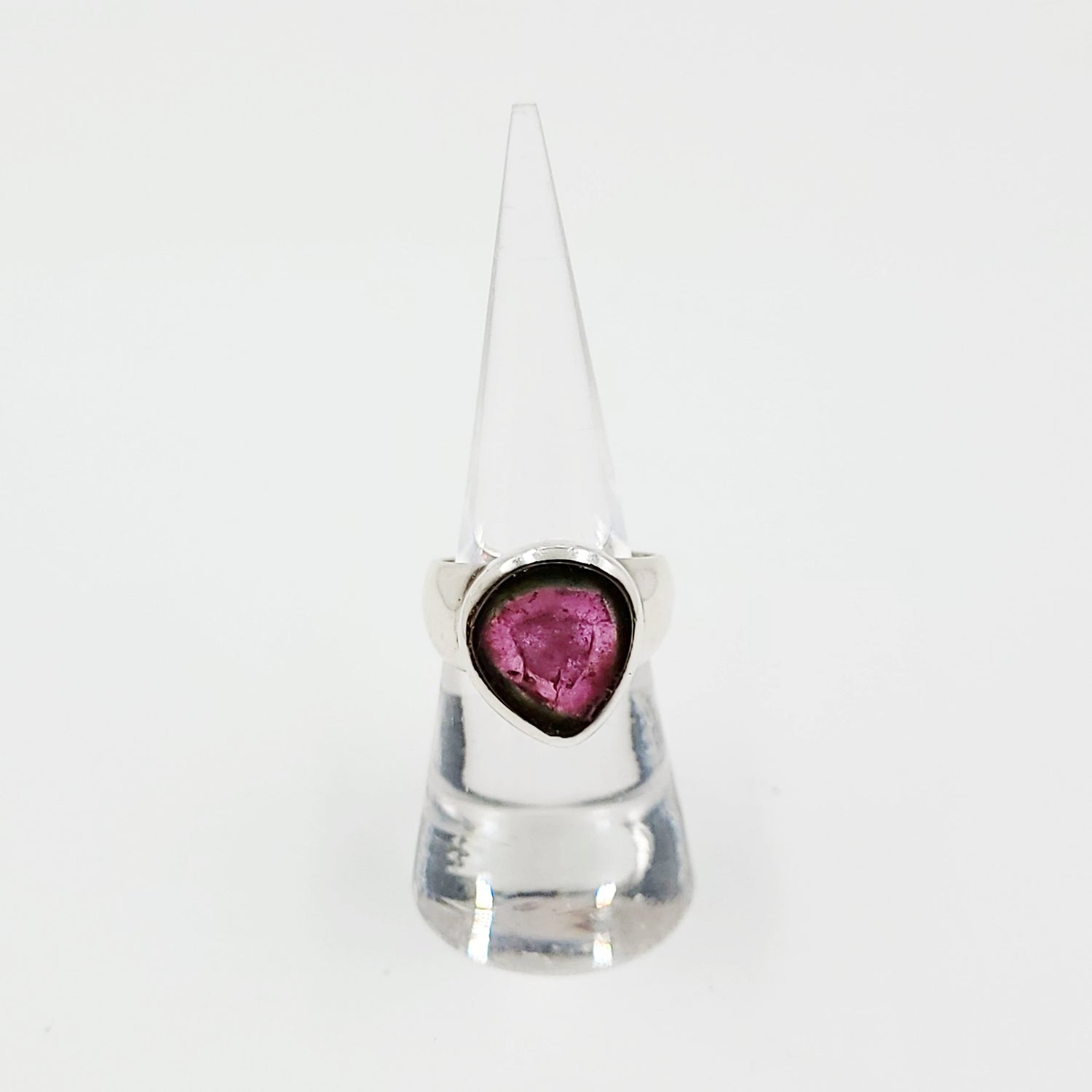 Watermelon Tourmaline Ring Sterling Silver Band - Elevated Metaphysical