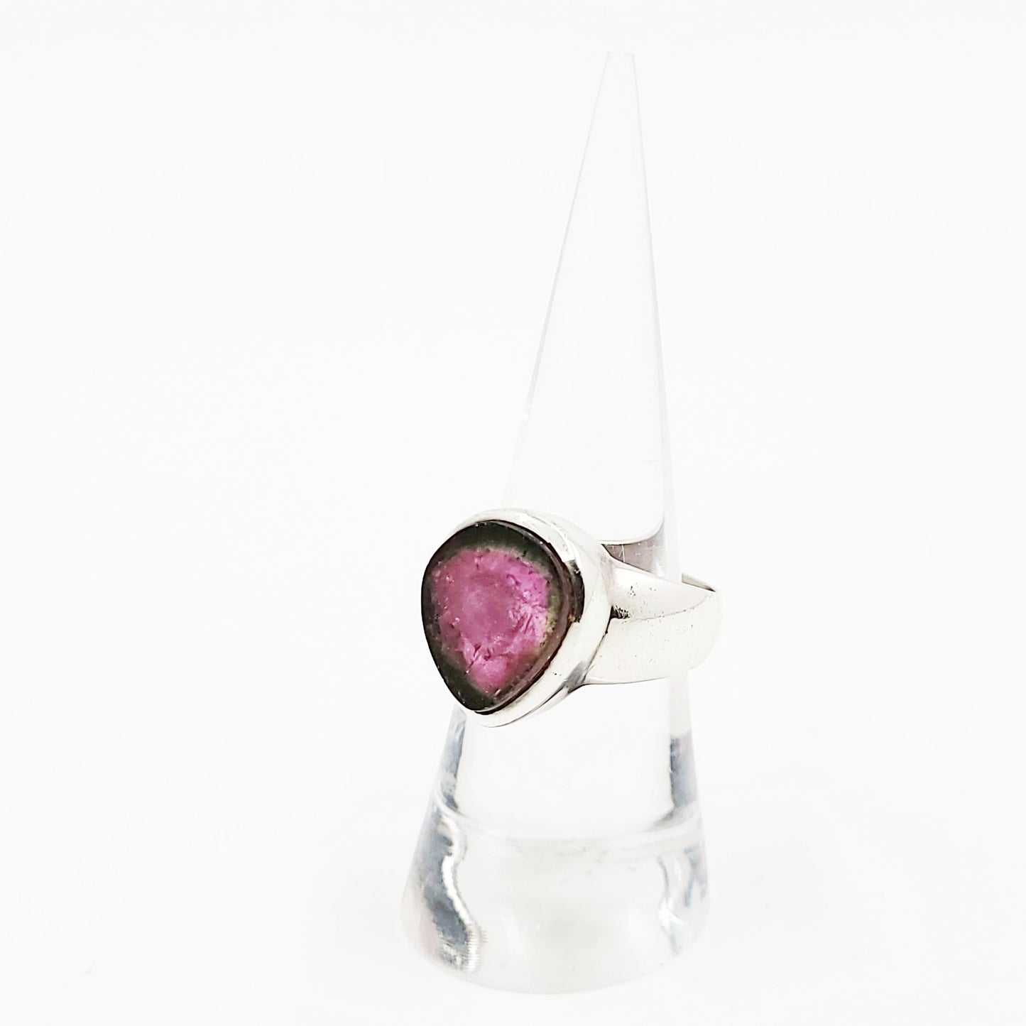 Watermelon Tourmaline Ring Sterling Silver Band - Elevated Metaphysical