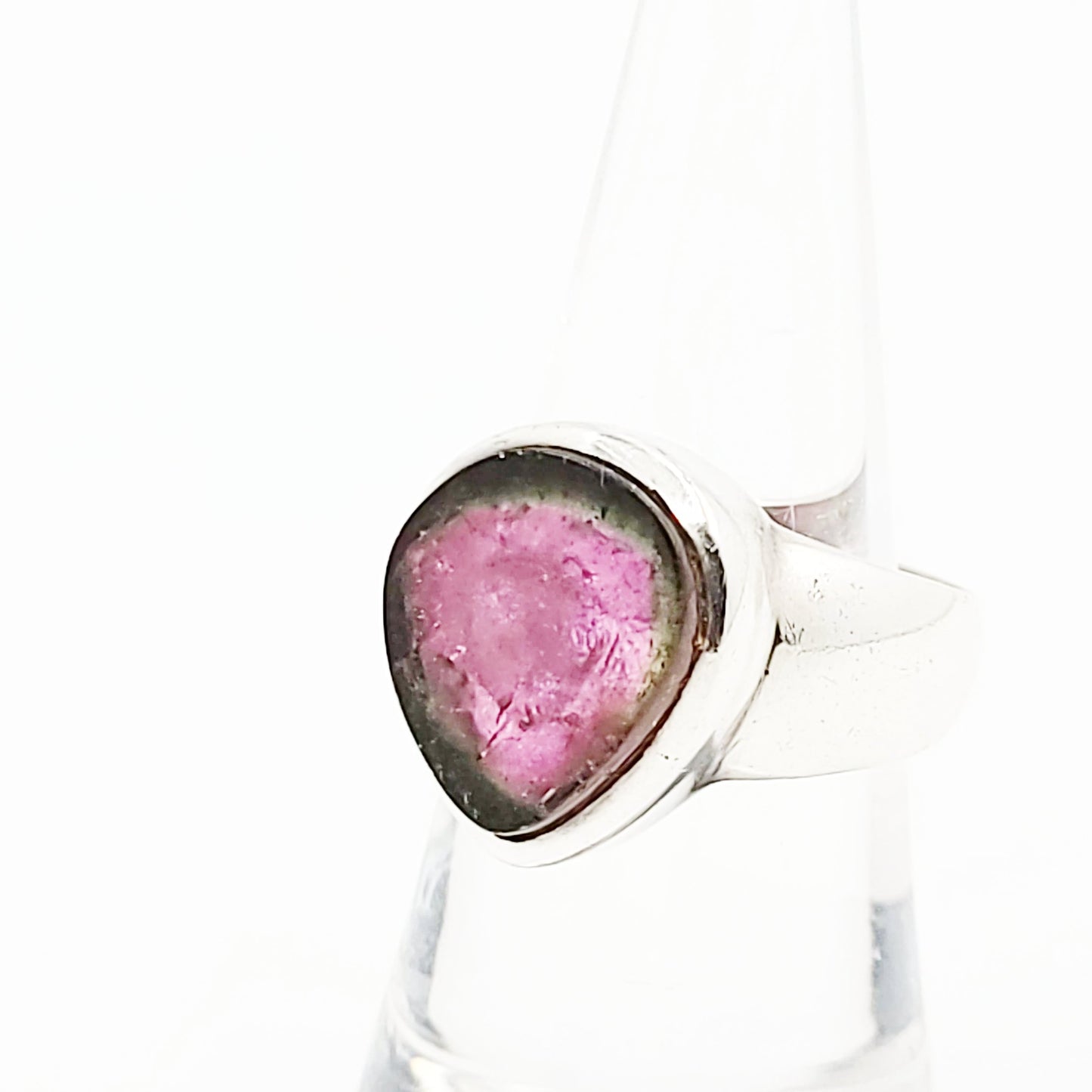 Watermelon Tourmaline Ring Sterling Silver Band - Elevated Metaphysical