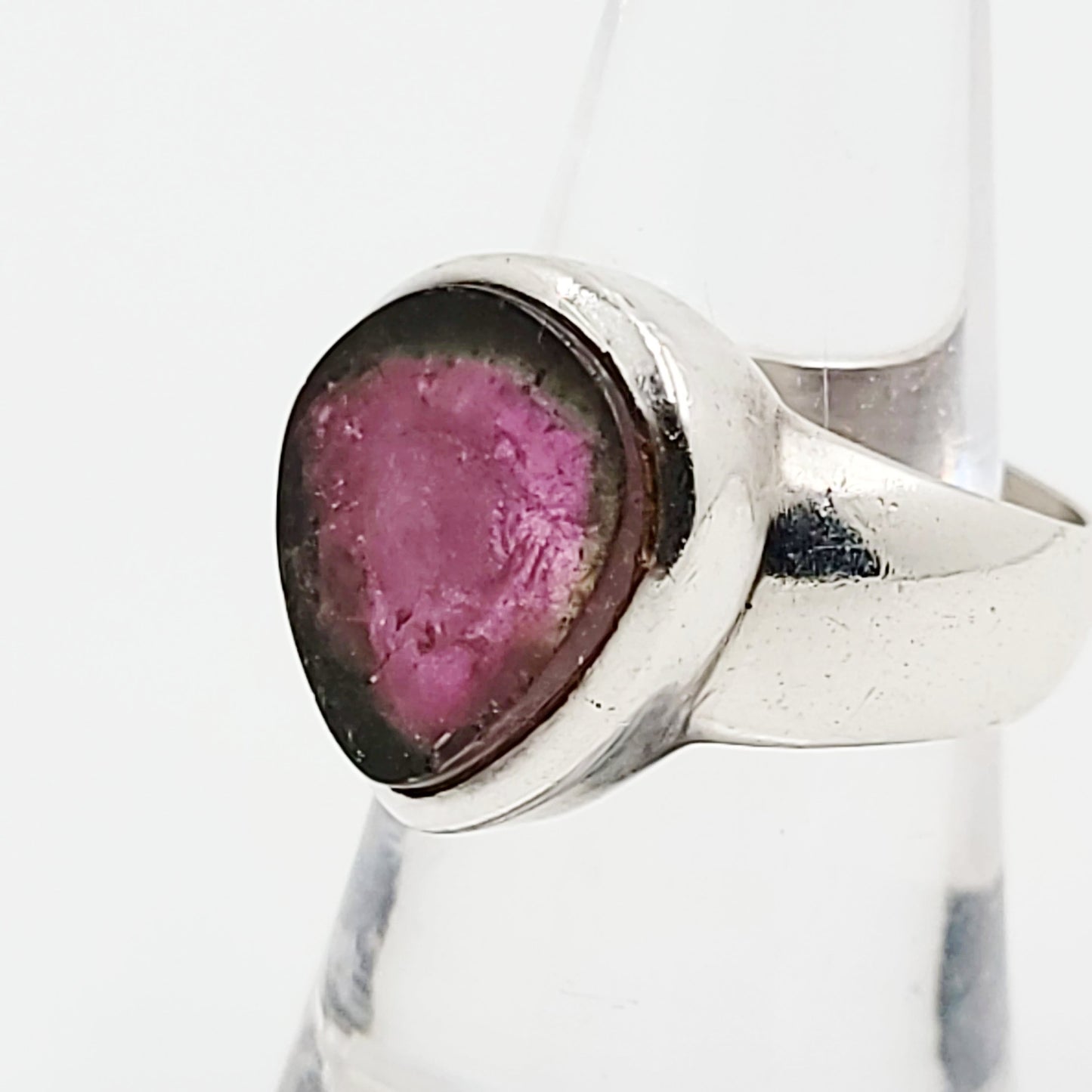 Watermelon Tourmaline Ring Sterling Silver Band - Elevated Metaphysical