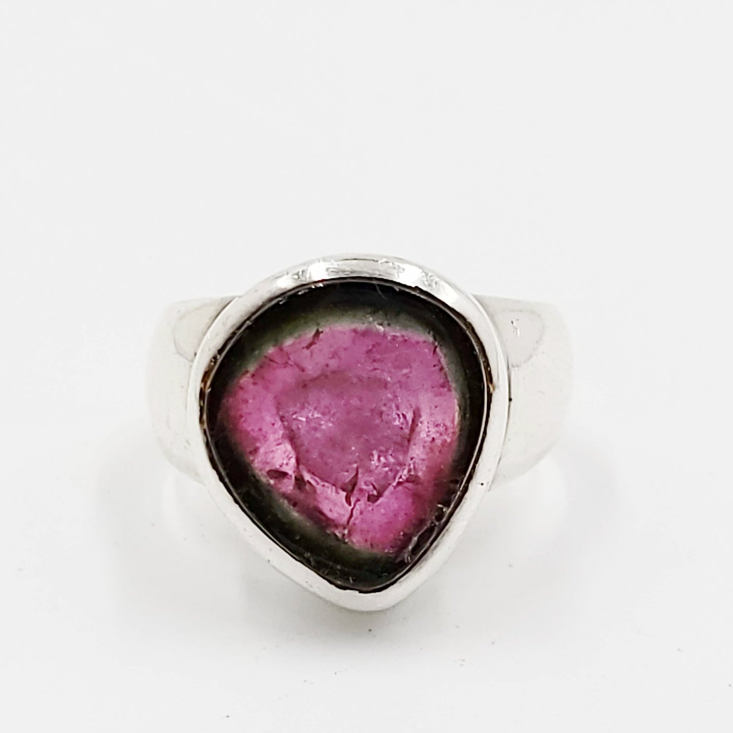 Watermelon Tourmaline Ring Sterling Silver Band - Elevated Metaphysical