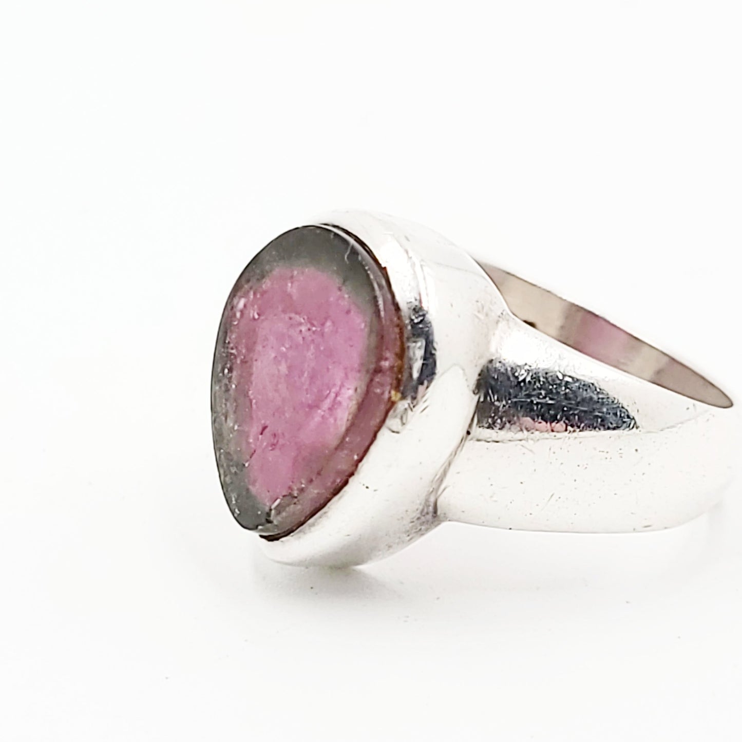 Watermelon Tourmaline Ring Sterling Silver Band - Elevated Metaphysical