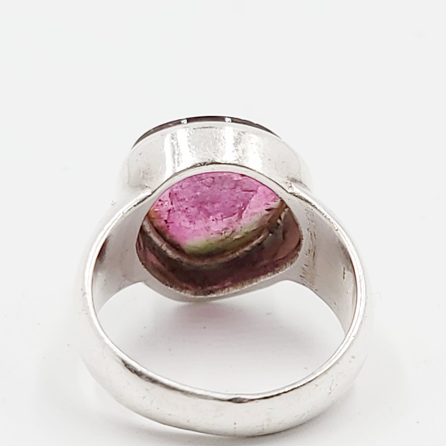 Watermelon Tourmaline Ring Sterling Silver Band - Elevated Metaphysical