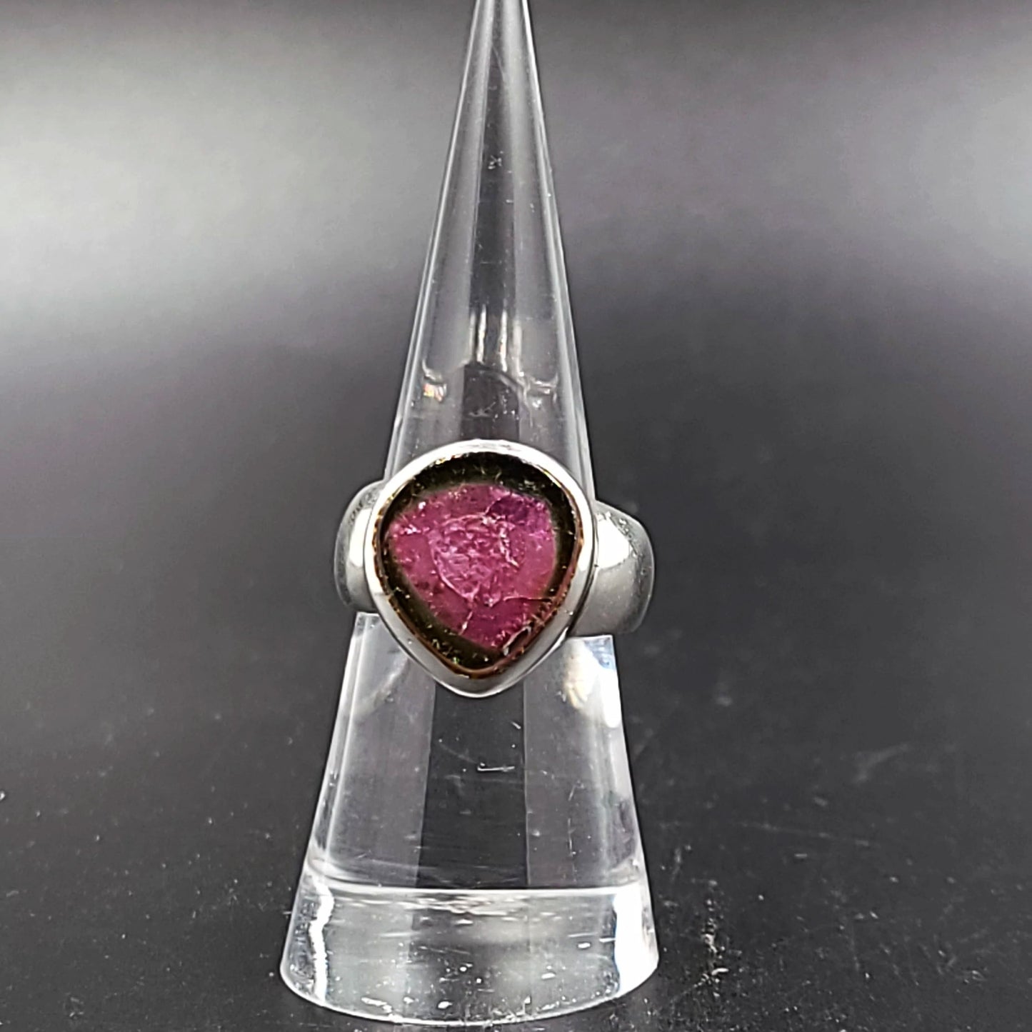 Watermelon Tourmaline Ring Sterling Silver Band - Elevated Metaphysical