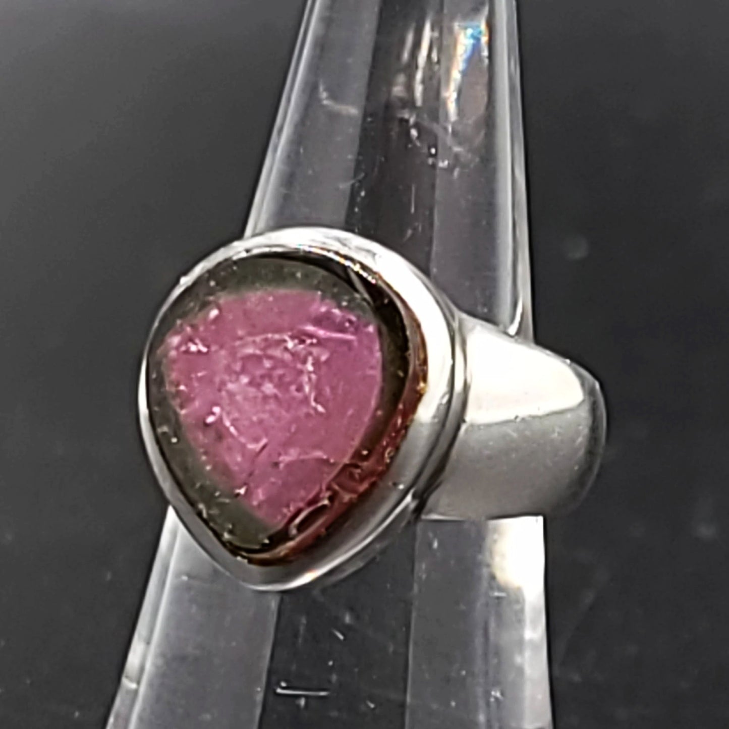 Watermelon Tourmaline Ring Sterling Silver Band - Elevated Metaphysical