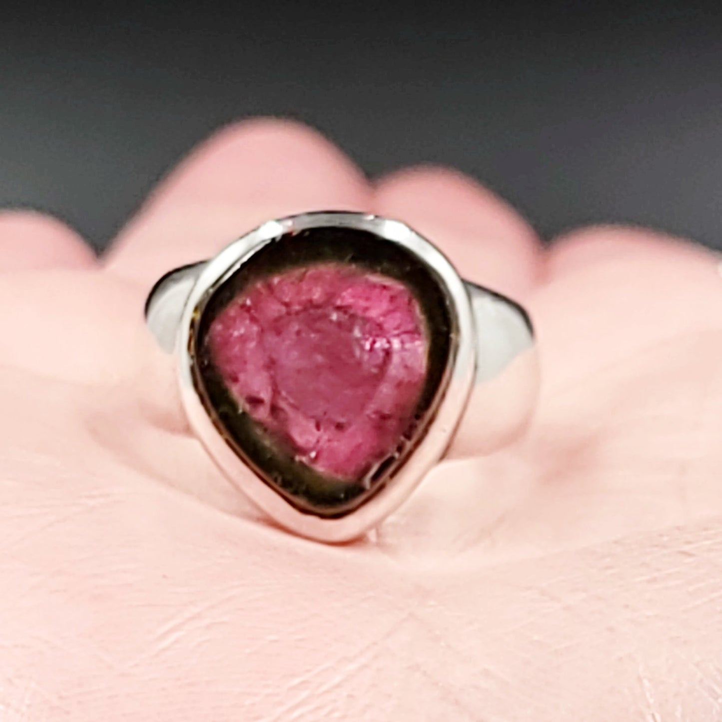 Watermelon Tourmaline Ring Sterling Silver Band - Elevated Metaphysical