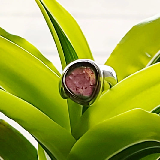 Watermelon Tourmaline Ring Sterling Silver Band - Elevated Metaphysical