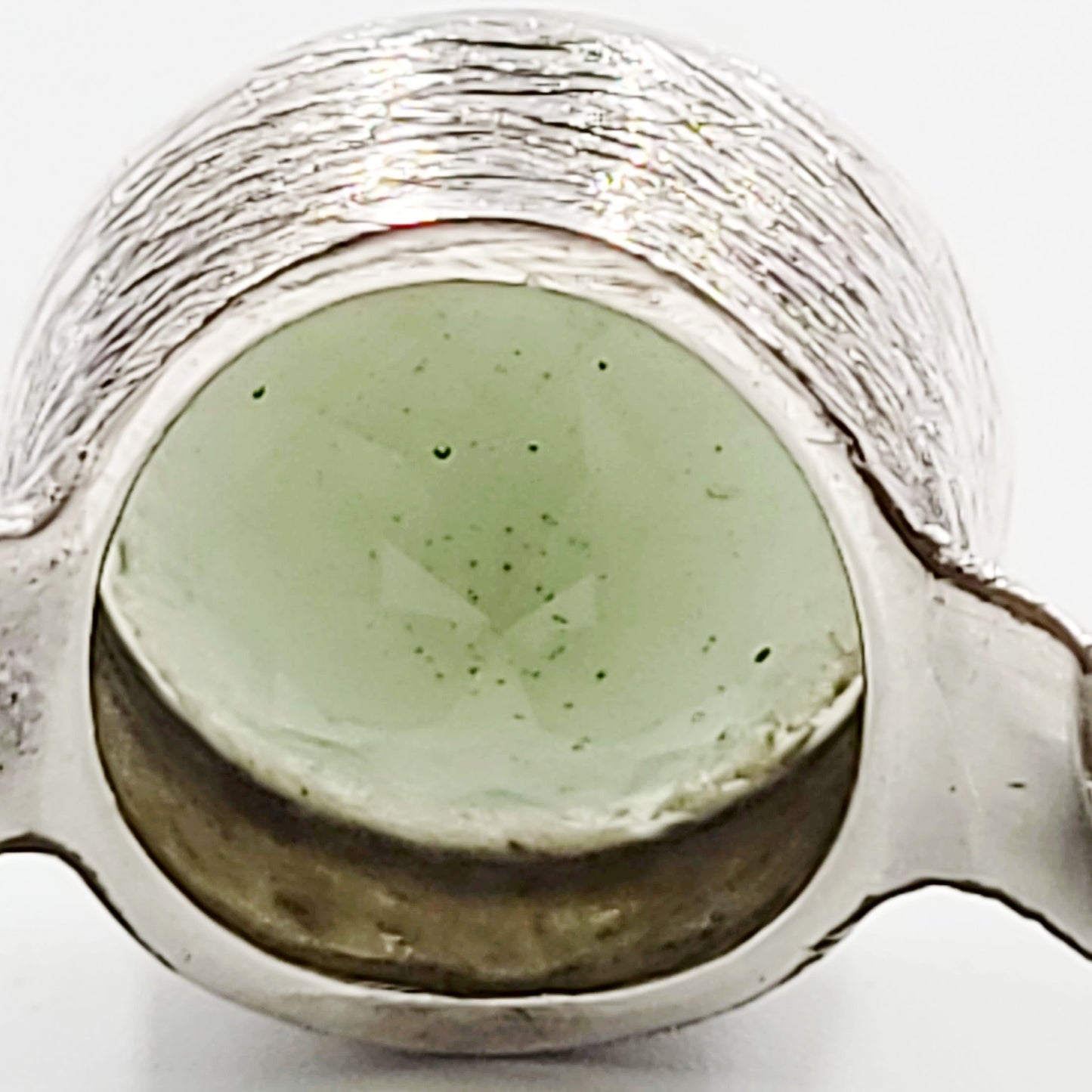 Moldavite Ring Sterling Silver Band Faceted Round - Elevated Metaphysical