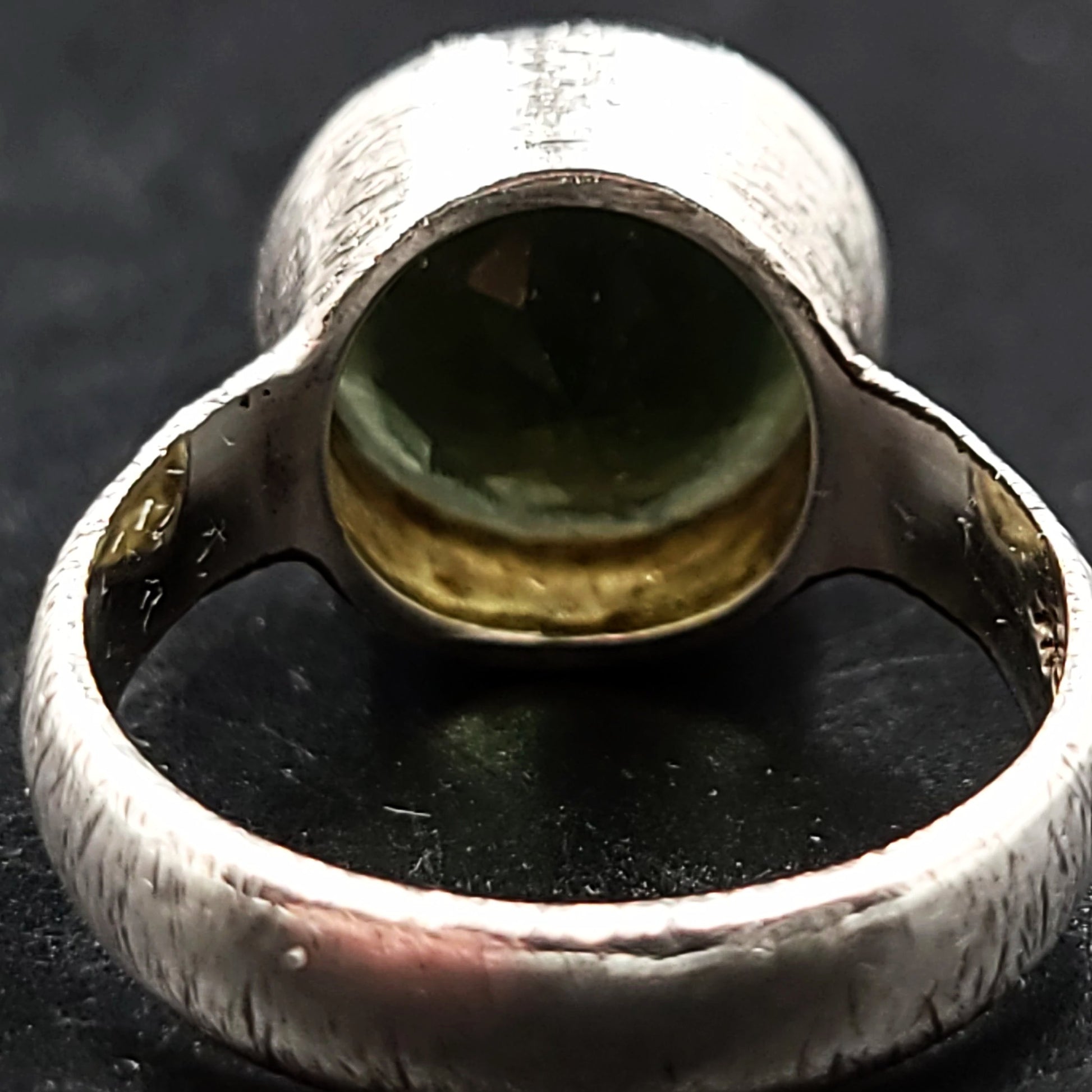 Moldavite Ring Sterling Silver Band Faceted Round - Elevated Metaphysical