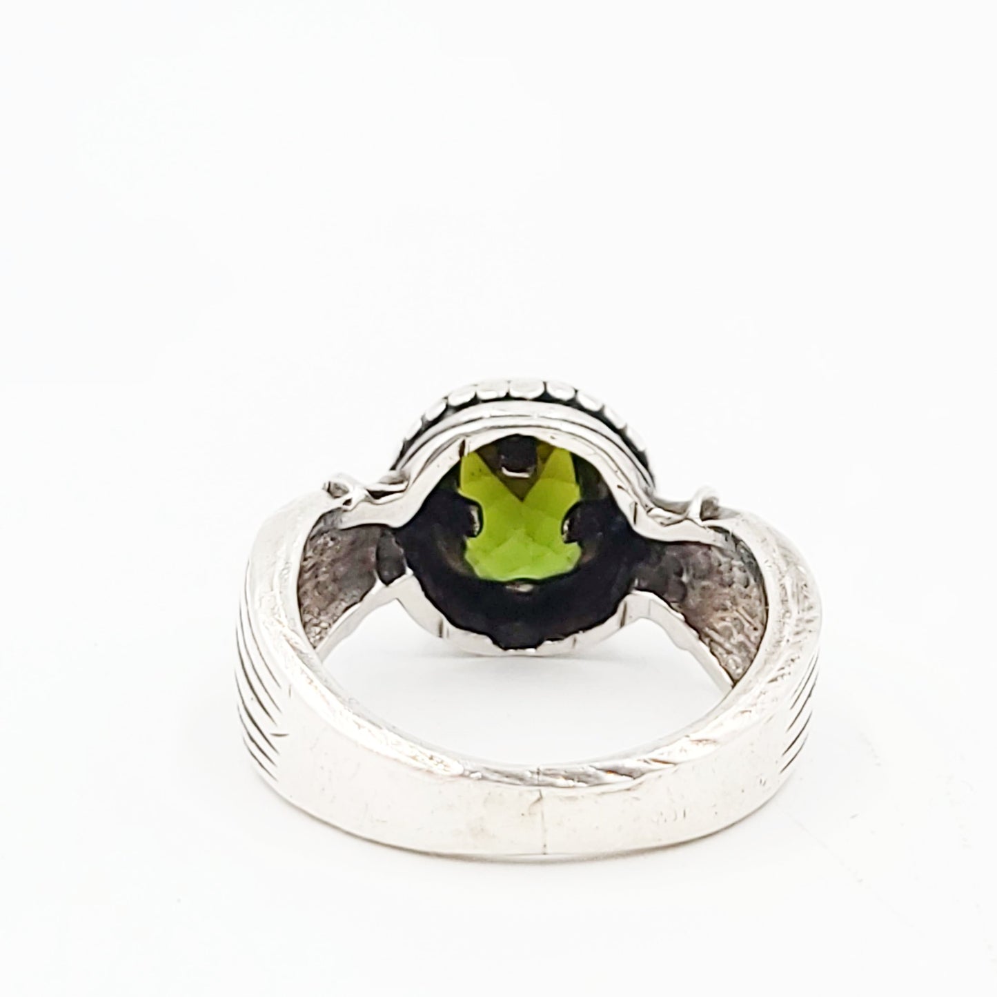 Green Tourmaline Ring Sterling Silver Band Verdelite - Elevated Metaphysical