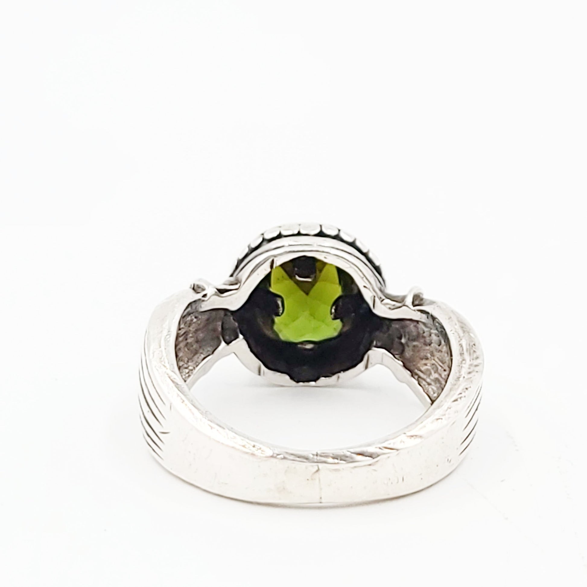 Green Tourmaline Ring Sterling Silver Band Verdelite - Elevated Metaphysical