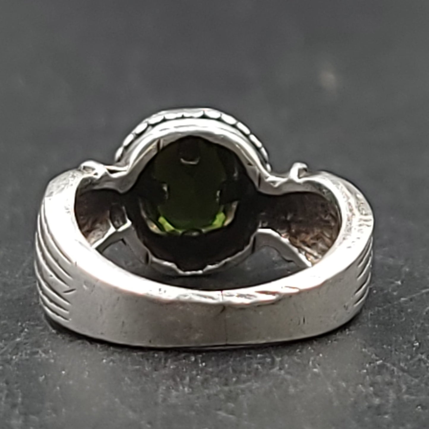 Green Tourmaline Ring Sterling Silver Band Verdelite - Elevated Metaphysical