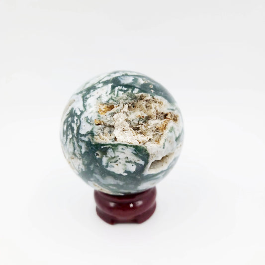 Moss Agate Sphere 3" 75mm 19.2oz 545g