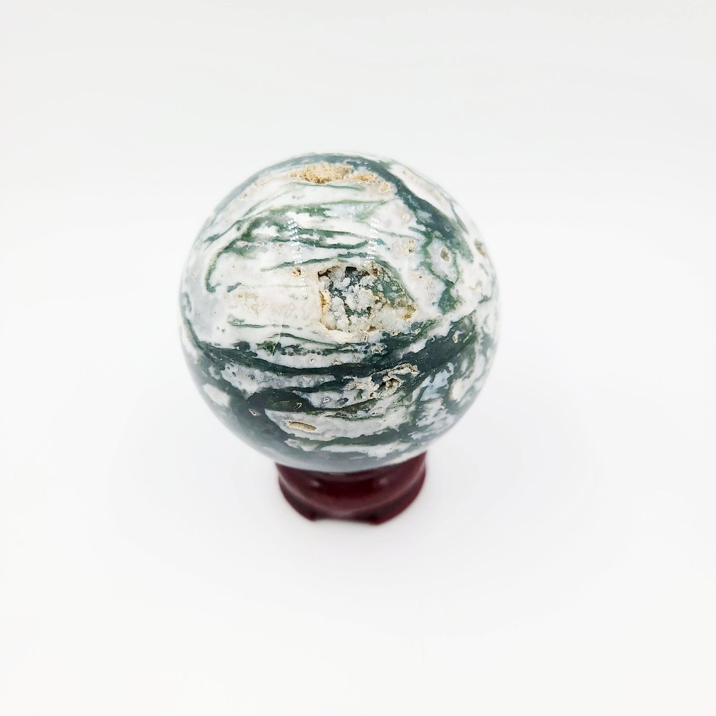 Moss Agate Sphere 3" 75mm 19.2oz 545g