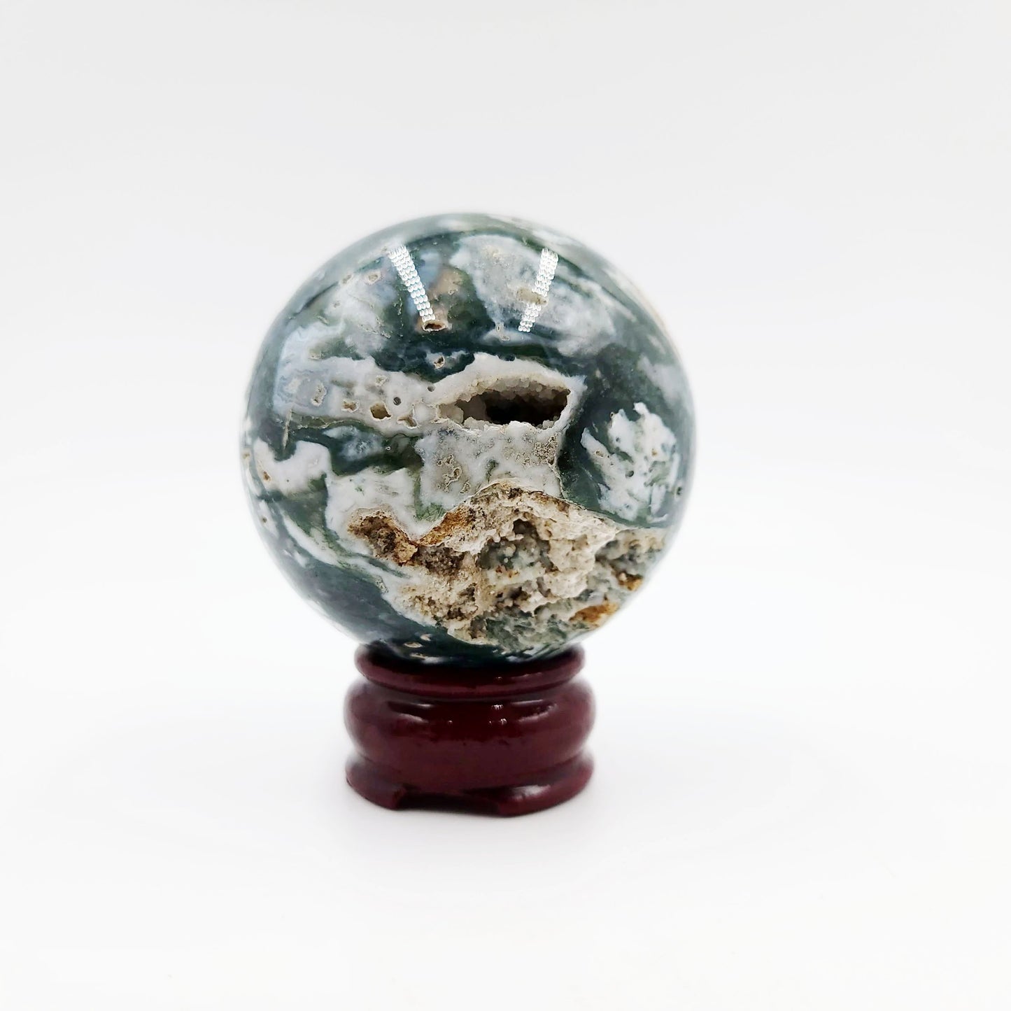Moss Agate Sphere 3" 75mm 19.2oz 545g