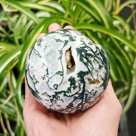 Moss Agate Sphere 3" 75mm 19.2oz 545g