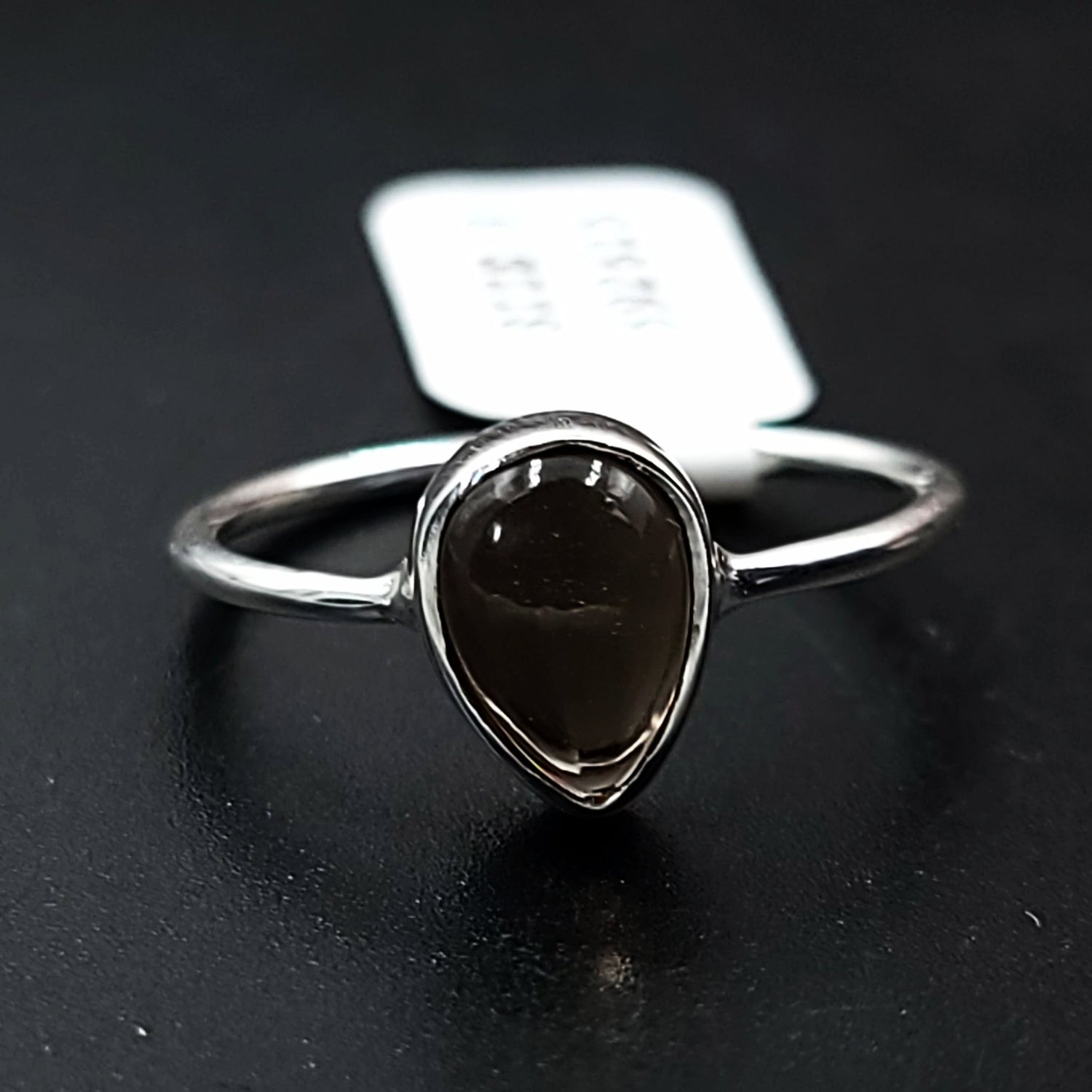 Smoky Quartz Ring Sterling Silver Band Pear - Elevated Metaphysical