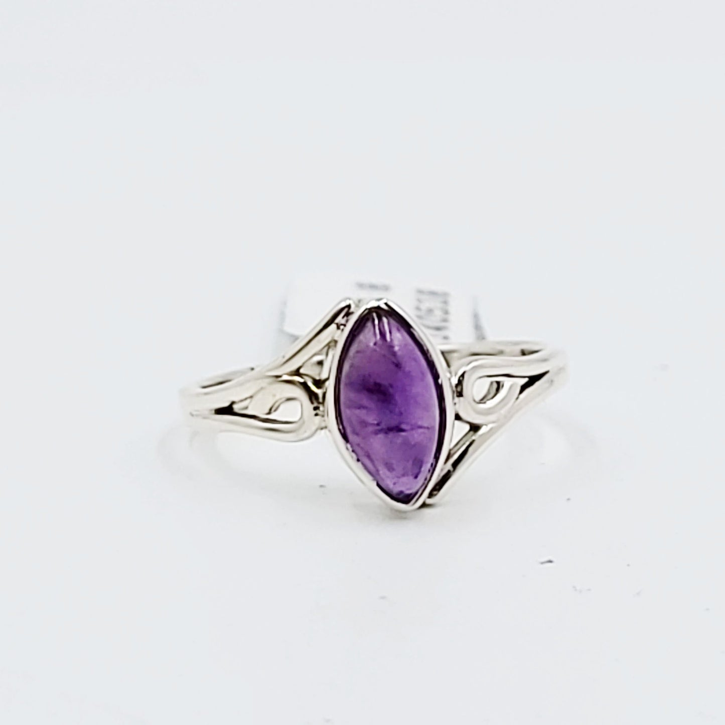 Amethyst Ring Sterling Silver Band Marquise