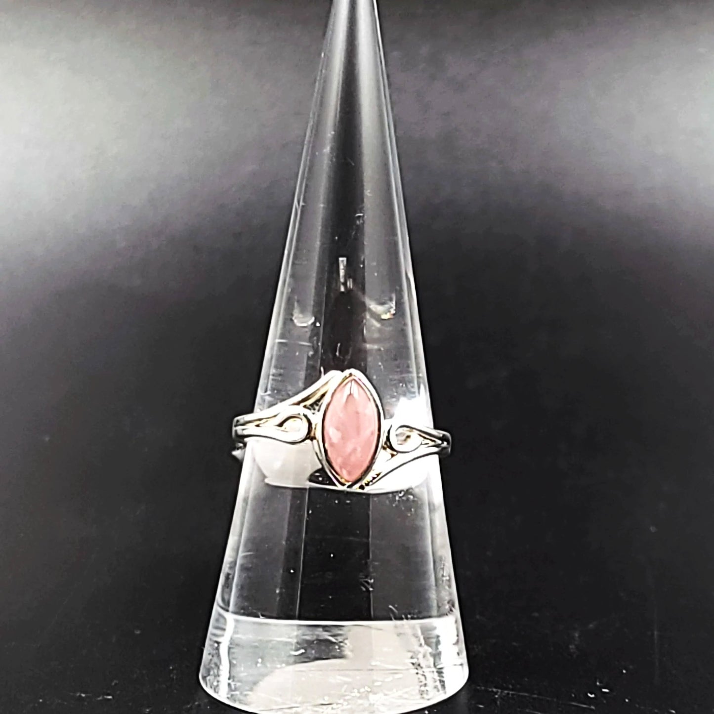 Rose Quartz Ring Sterling Silver Band Marquise