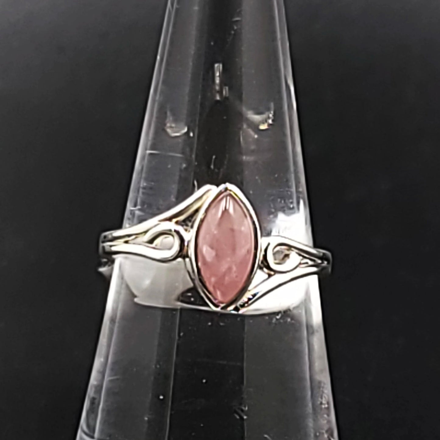 Rose Quartz Ring Sterling Silver Band Marquise