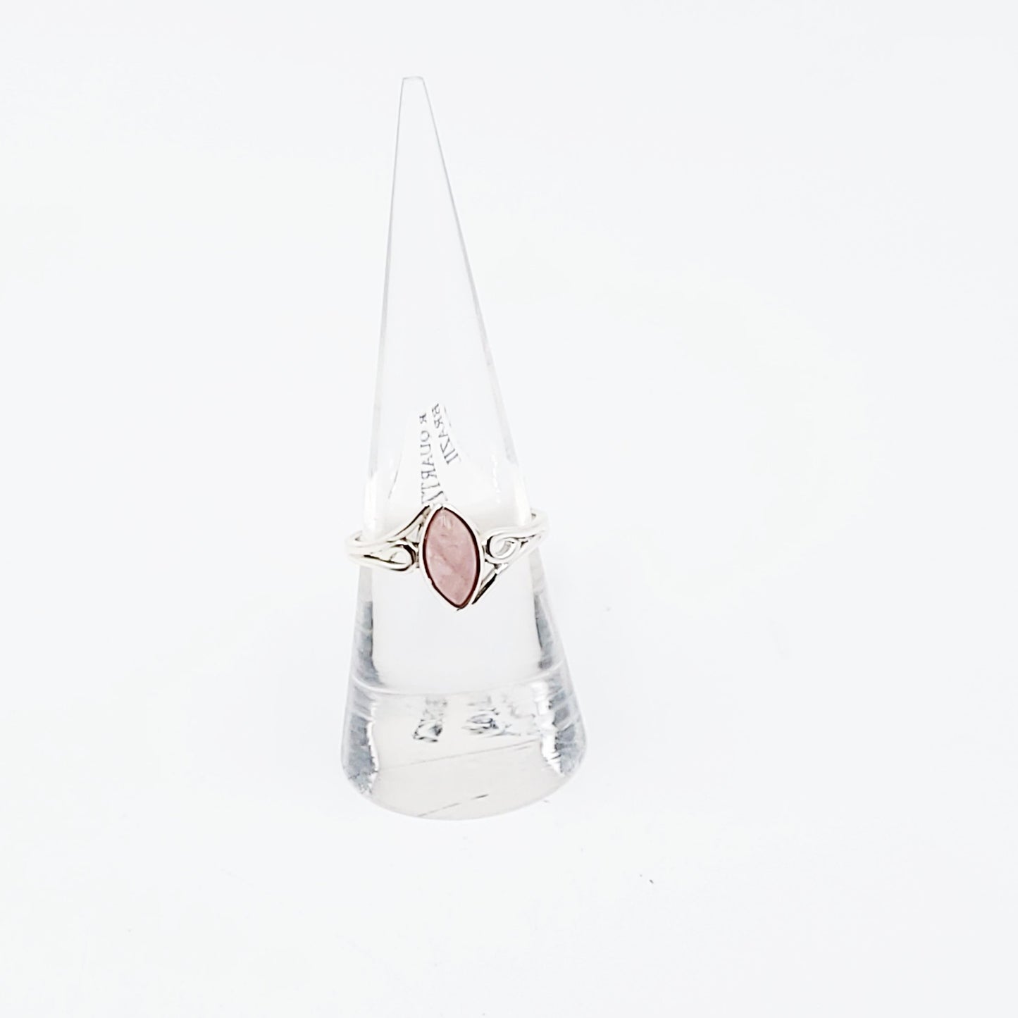 Rose Quartz Ring Sterling Silver Band Marquise