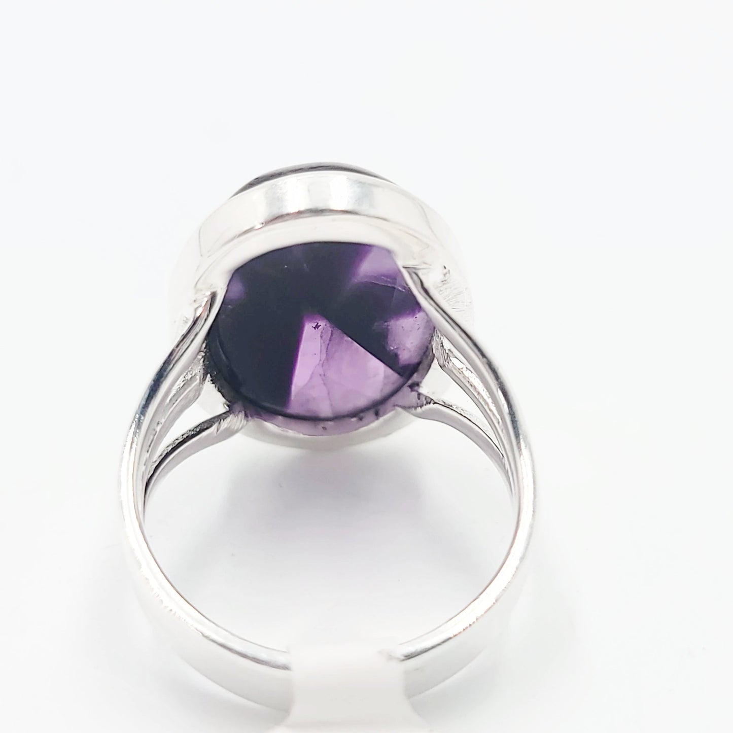 Star Amethyst Ring Sterling Silver Band Oval - Elevated Metaphysical