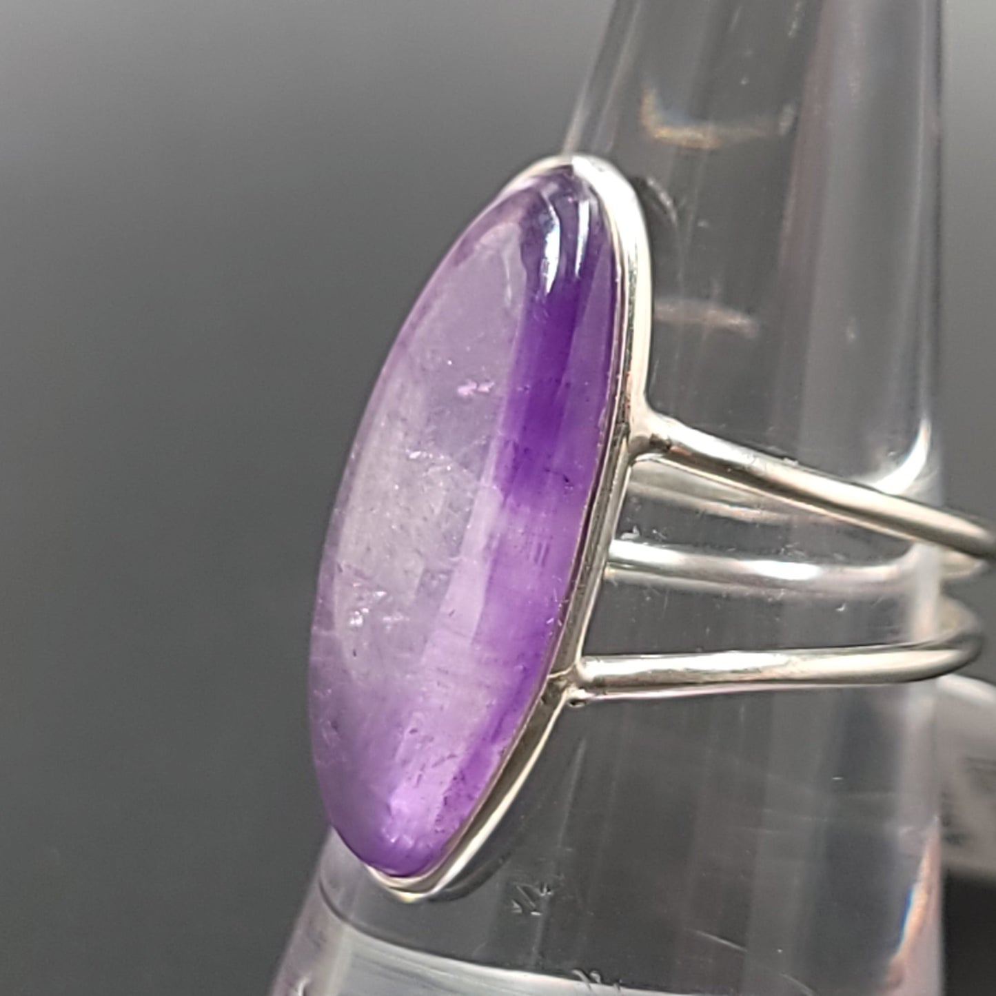 Amethyst Ring Sterling Silver Band Oval